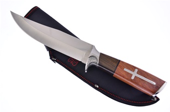 Wood Cross Bowie with Sheath