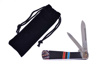 Cape Buffalo Horn with Red+Blue Turquoise Gunstock