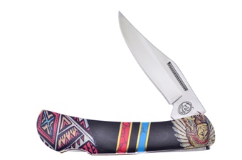Silverhorse Cape Buffalo Horn Red & Blue Turquoise Lockback