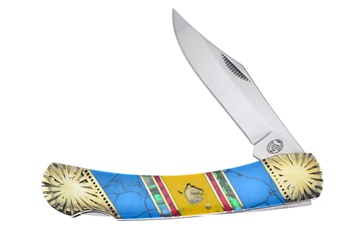 Yellow/Blue Turquoise Lockback