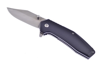 Black Aluminum with Stainless Steel Satin Assisted Open