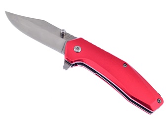 Red Aluminum Satin Stainless Steel Clip Blade