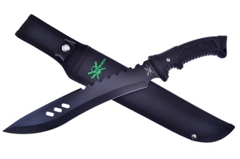 Black Rubberized Composite Bowie with Sheath