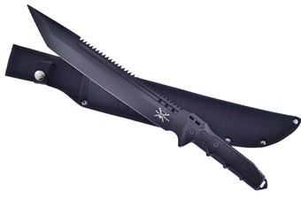 Black Rubberized Abs Machete with Sheath