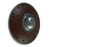 Leather Covered Buckler, Scalloped Boss, 14g Diameter: 15"