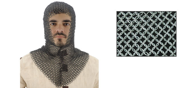 Chainmail Coif, Soldier Grade, V Shape Face Code 16z