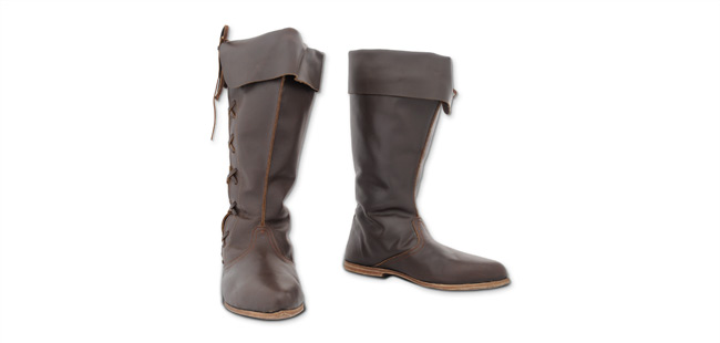 Knee Length Medieval Shoes, Laced, Dark Brown Size 8-1/2