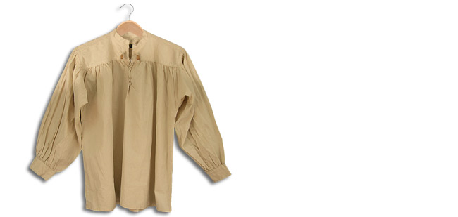Cotton Shirt, Collarless, Laced W/Toggles, Natural X-Large