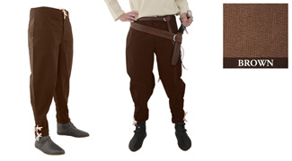 Pants With Ankle Lacing, Brown Medium