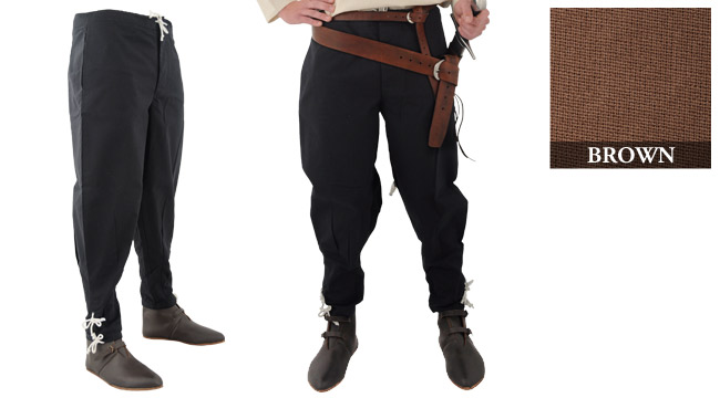 Pants With Ankle Lacing, Brown Large