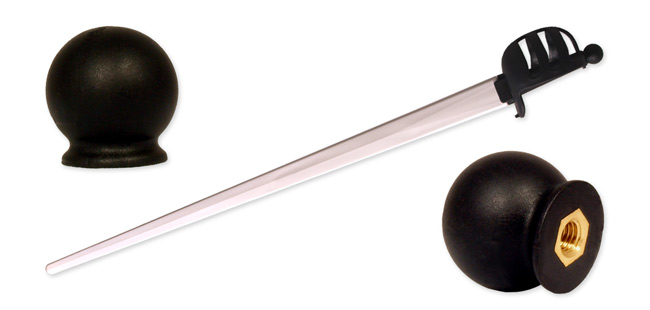 Synthetic Basket Hilt Pommel-Black