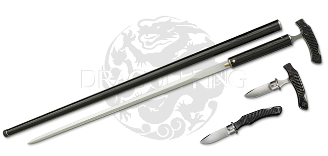 Osc-Ii Carbon Fiber Cane Sword W/ Lockback Knife