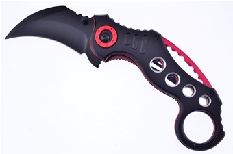Black/Red Aluminum Assisted Karambit
