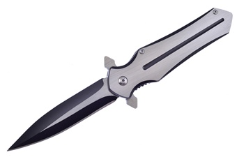 Black/Silver Stainless Steel Dagger Folder