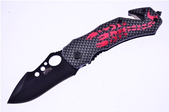 Red Scorpion Folder Black Blade 4"