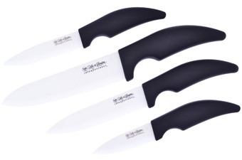 4pc Black Rubber White Ceramic Kitchen Set