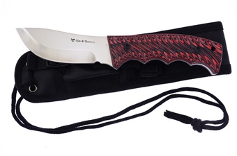 )Red & Black G10 Skinner Stainless Steel