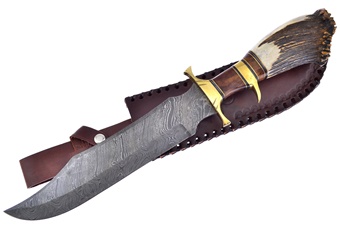 Stag/Wood Damascus Bowie