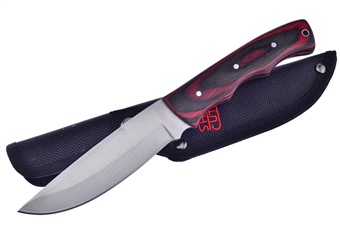 Black/Red Pakkawood Hunter W/Nylon Sheath