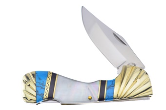 Mother Of Pearl W/Blue/Black Turquoise Choctaw