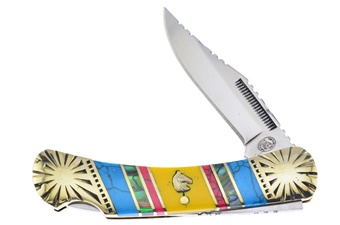 Yellow/Blue Turquoise Warrior Lockback