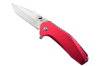 Red Aluminum Satin Stainless Steel Tanto Assisted