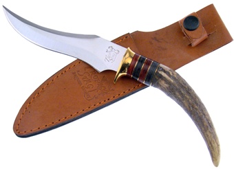 Deer Stag Tip Bowie W/ Sheath