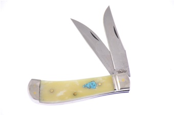 Smoothbone W/Turquoise Inlay Stainless Steel