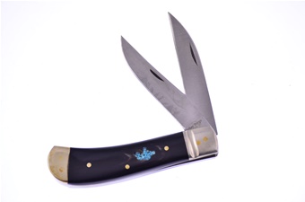 Buff Horn W/Turquoise Inlay 2-Blade