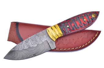 Chiseled Iron Wood Damascus Skinner