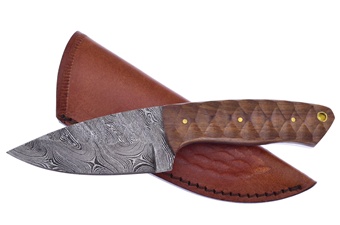 Chiseled Wine Wood Damascus Blade
