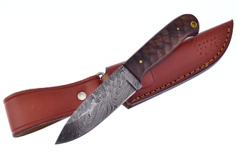 Chiseled Wine Wood Damascus Blade
